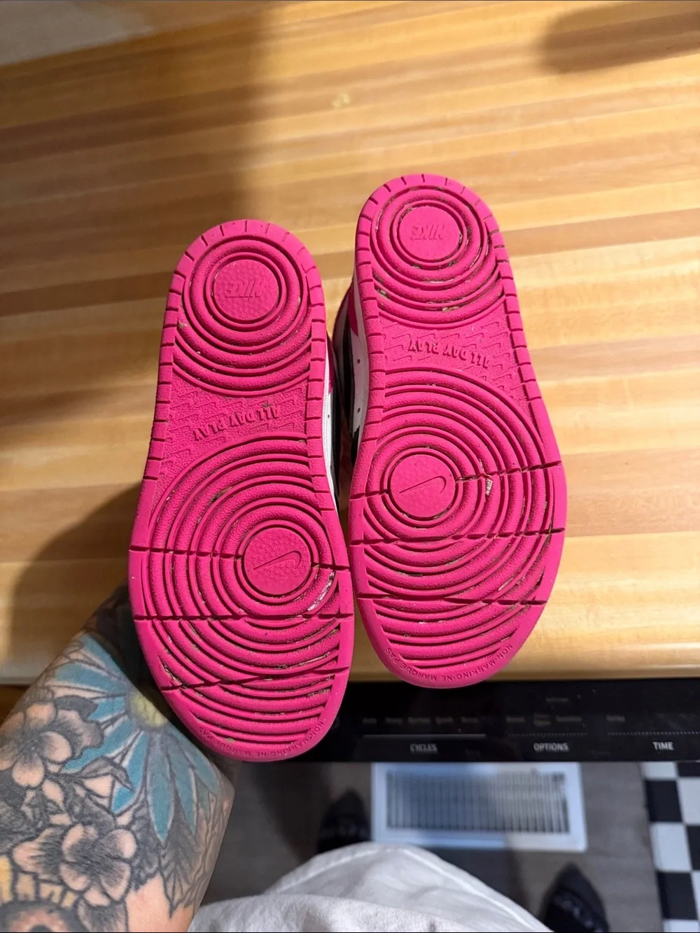 Nike High-Top Sneakers in Black, White & Hot Pink